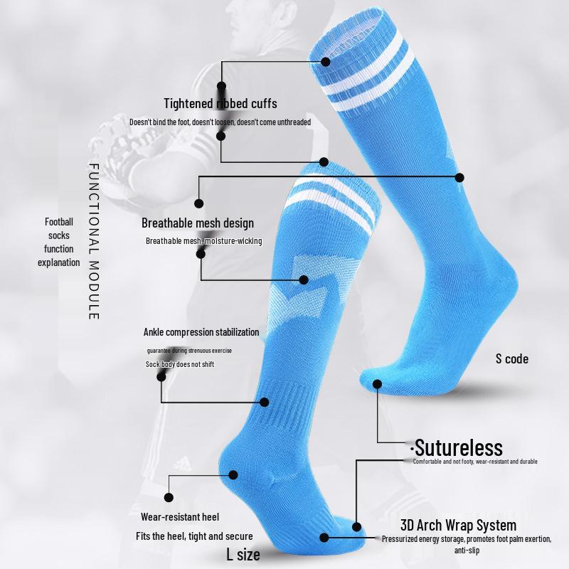 Thickened Non-Slip Long Tube Football Socks for Men & Women - Ideal for Training and Competition
