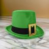 StPatrick Day Green Hat with Gold Buckle Roll Brims Tall Hat Irish National Day Celebration Party Hat Festival Accessory
