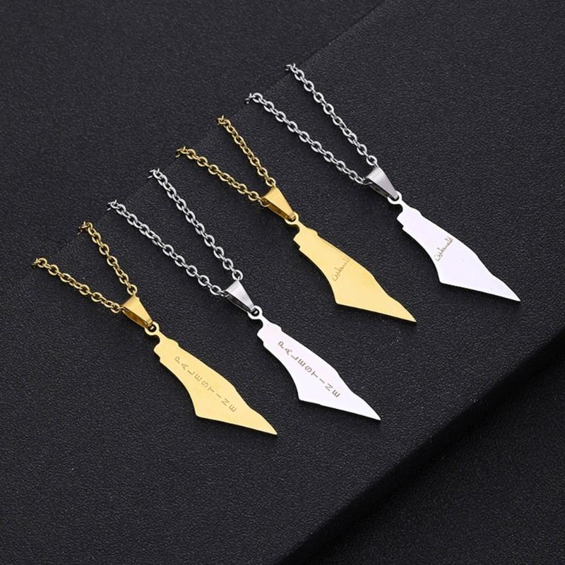 ISR and PS Map Necklace for Men Women Stainless Steel Gold Silver Color Pendant Necklaces Neckchain Jewelry
