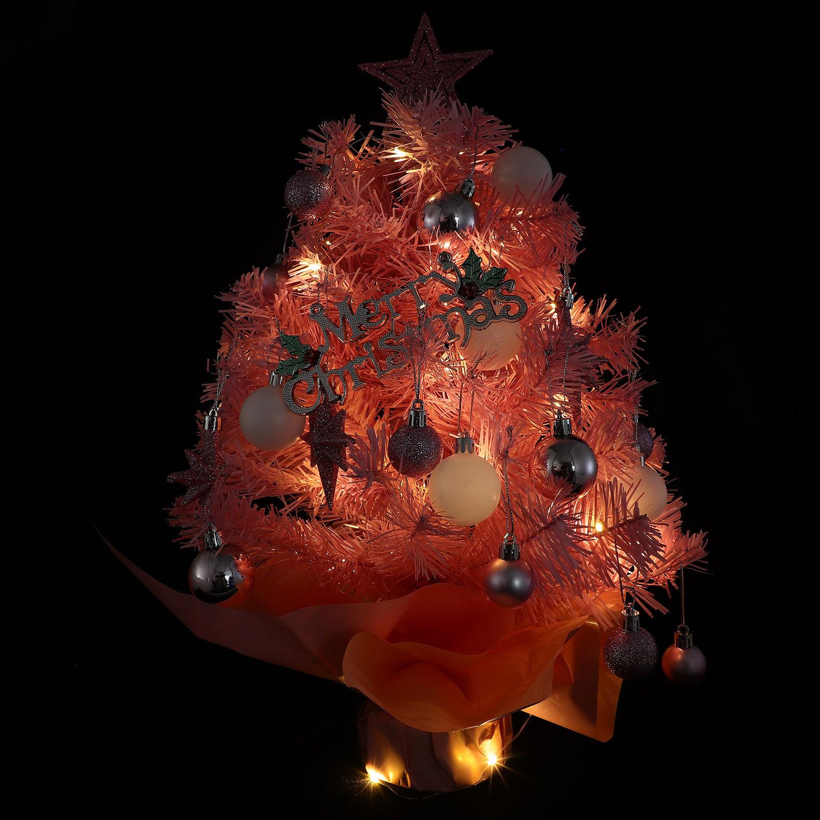 1 шт. 60 см Мини Искусственная Рождественская Елка Розовая С Огнями Настольная Предварительно Украшенная Рождественская Декорация Для Стола Прилавка Праздничное Украшение Дома other