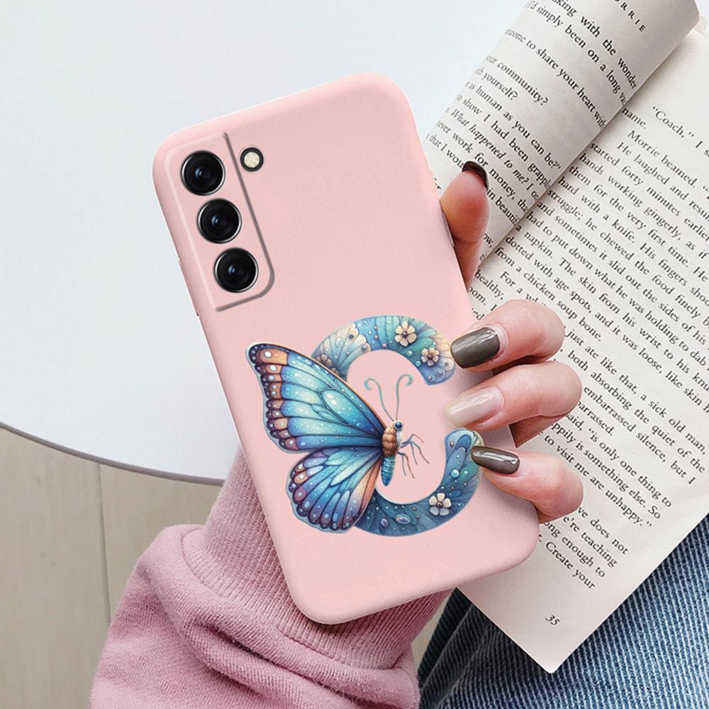 Phone Case Women For Samsung Galaxy S21 FE S22 Plus Girls Bumper Cover Colorful Letter Flower Butterfly Love samsang s22 Ultra
