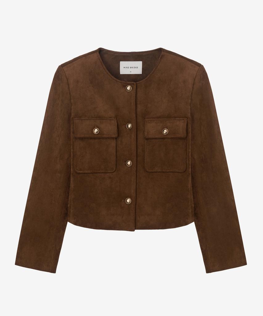 Mind Bridge Women [W] Suede Round Neck Jacket