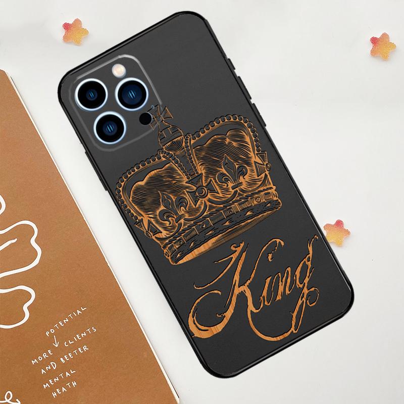 King Queen Crown Phone Case For iPhone 17 Pro Max 14 13 12 11 15 16 Pro Max mini 15 Plus 16e 17 Air Funda