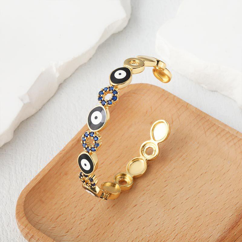 European and American Style Colorful Zircon Oil Dripping Zircon Geometric Devil's Eye Open Bracelet