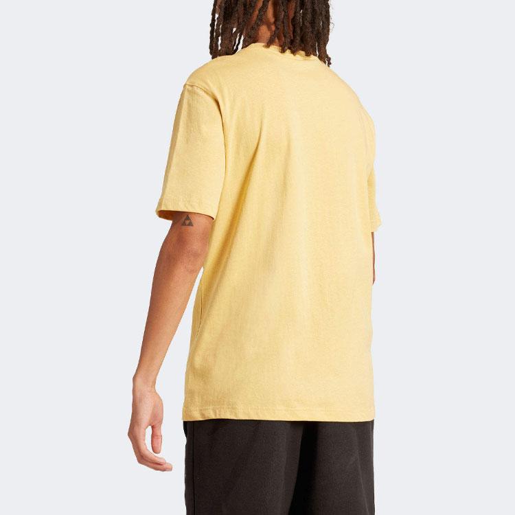 Adidas Originals Essentials Solid Logo Crew Neck Short Sleeve T-Shirt Men Tops Yellow IR9695