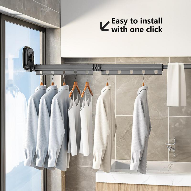 Retractable Cloth Drying Rack Folding Clothes Hanger Wall Mount Indoor & Outdoor Space Saving Aluminum Home Laundry Clothesline