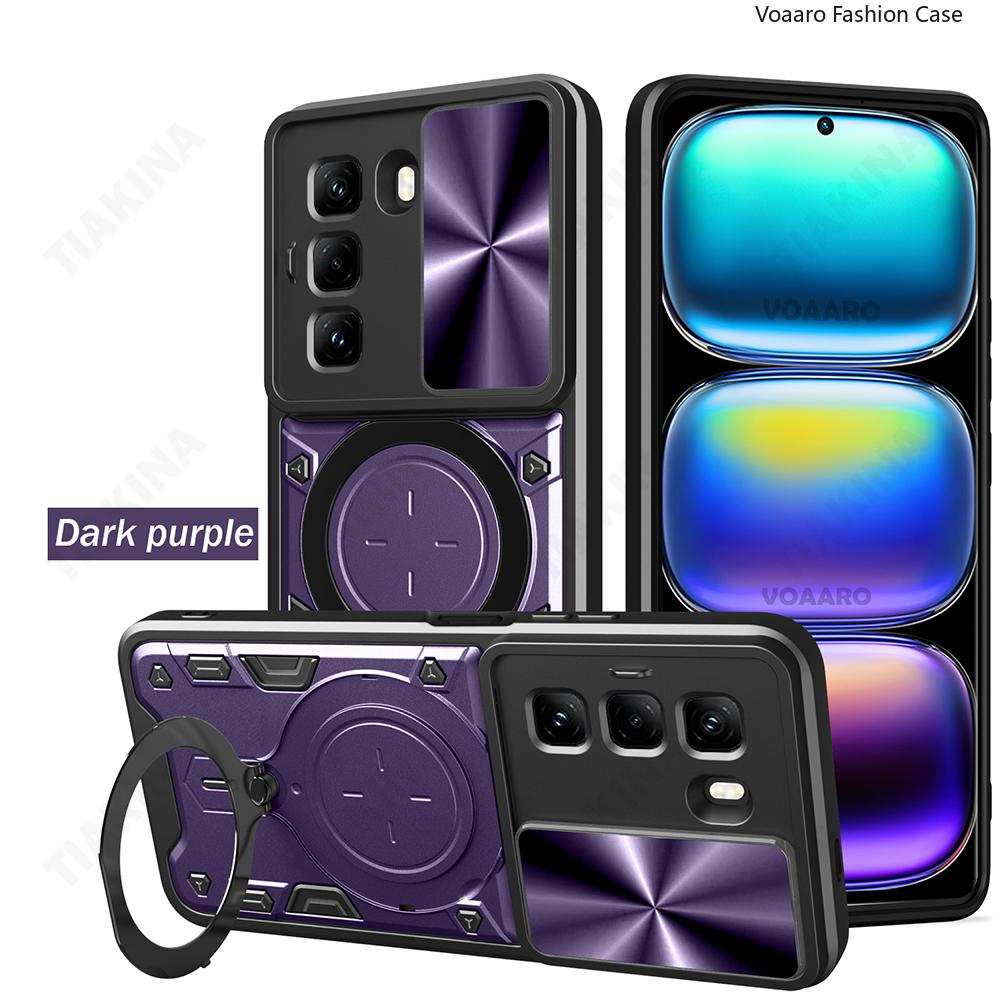 Slide Lens Armor Funda for Infinix Hot 50 5G Case for Infinix Hot 50 Pro Plus 5G Case Magnetic Rotate Ring Stand Holder Cover
