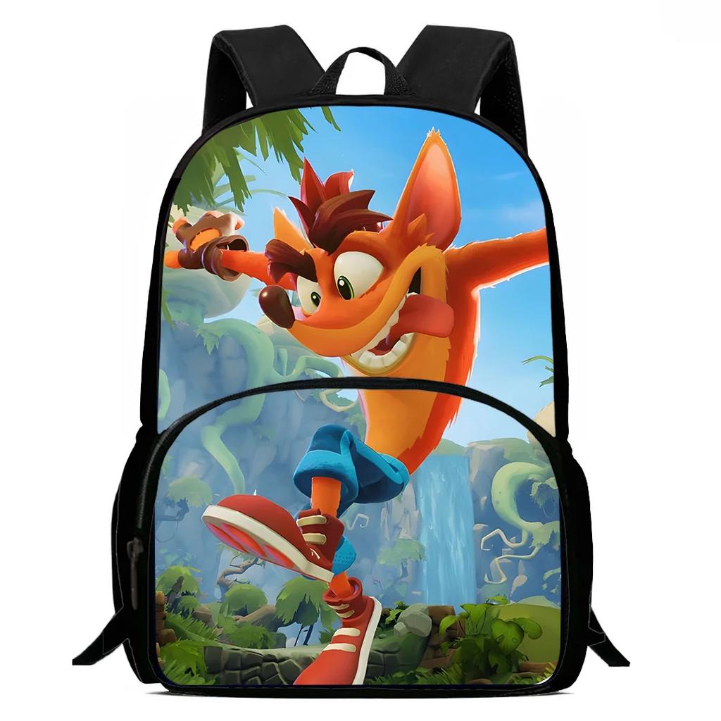 Child Backpacks Cartoon Crashs Bandicoots Shoulder Bag Pencil Case Pupil Large Capacity School Bags For Boys Girls Best Gift