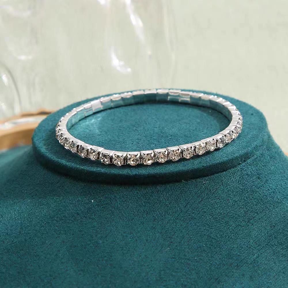 Single Row Elastic Bracelet Crystal CZ Bride Pulseira Sparkling Bangle for Women Zircon Best Friend Wedding Gift Lady Pulsera