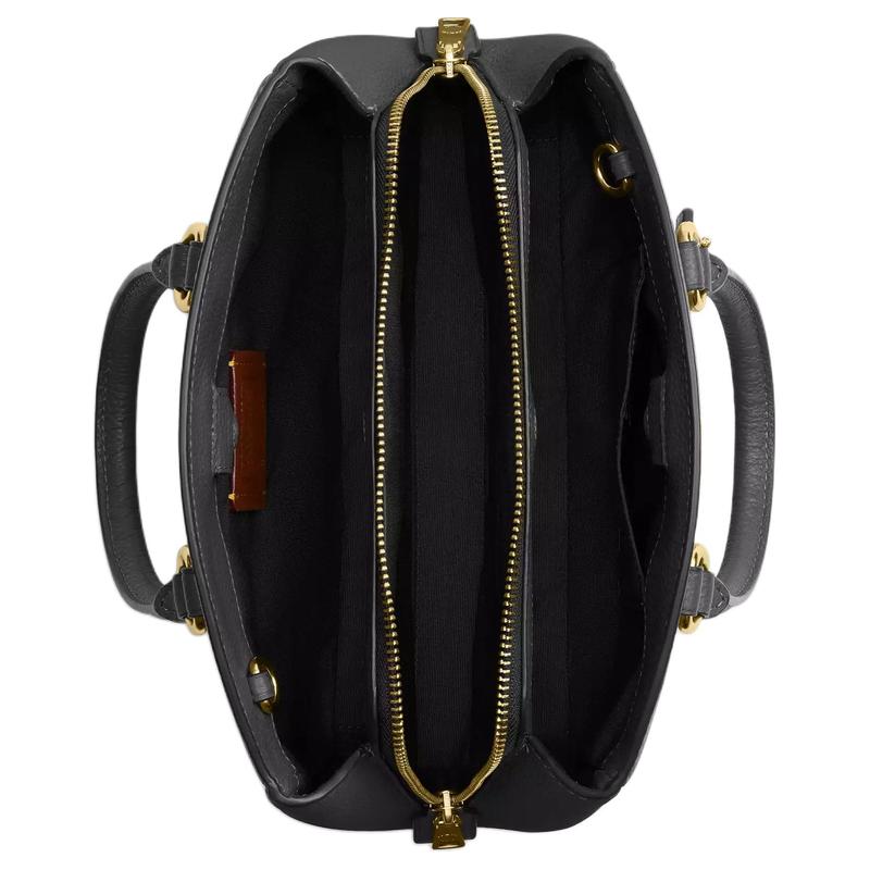 Coach Savannah 28 Logo Pebbled Leather Shoulder Handbag Large Women's Black