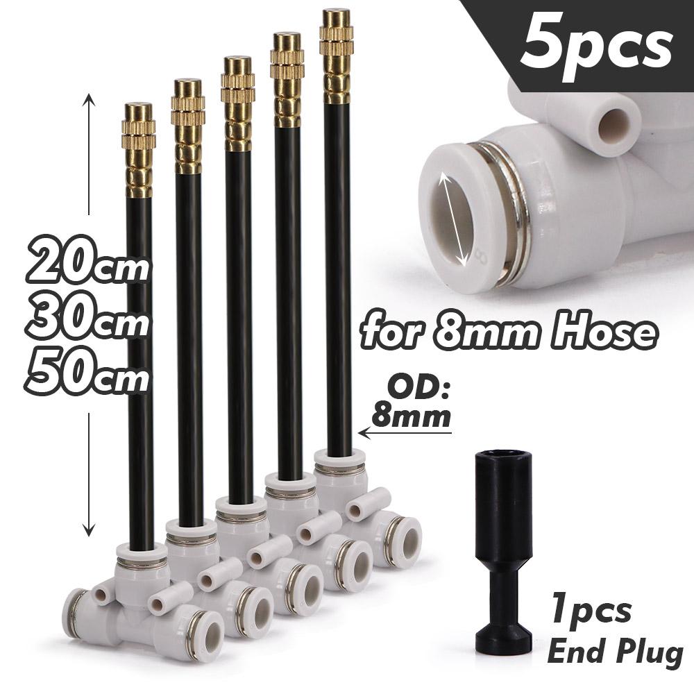 

20/30/50cm 360° Bend Misting Nozzle Brass Adjustable Sprayer Garden Irrigation Cooling Watering Sprinklers for 6/8/10/12mm Hose (as the picture,20cm Lenght)