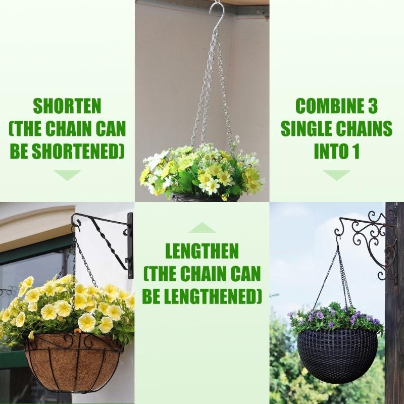 6Pcs Plant Hanger Hook Double Hook Hanging Chain Adjustable Length Ceiling Hook for Flower Pot Basket Bird Feeders