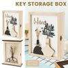 Wooden Key Box Decorative Wall Mount Wooden Key Holder with 6 Hooks Rustic Access Card Hanger Organizer for Home Entryway