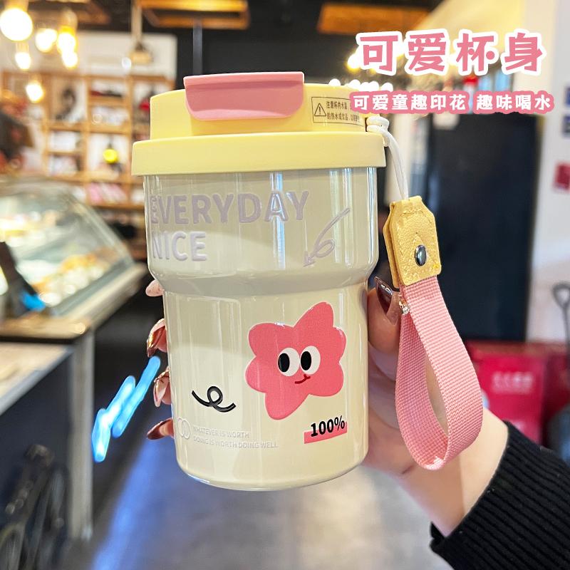High-value Coffee Cup, 316 Stainless Steel Thermos Cup, Light Luxury, High-end Cartoon, Cute Companion Thermos Cup