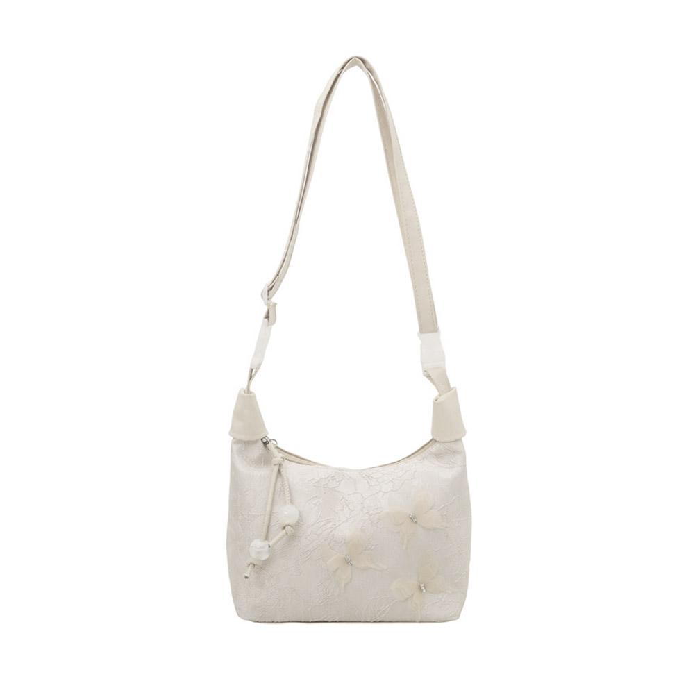 

Вышитая сетчатая сумка-бант на плечо Милая сумочка Большая вместимость Сумка через плечо Китайский стиль Маленькая сумка-ведро для женщин, девушек