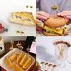 Portable Hamburger Garnish Fruit Sticks Disposable Cartoon Food Sticks Party Buffet Bamboo Sticks