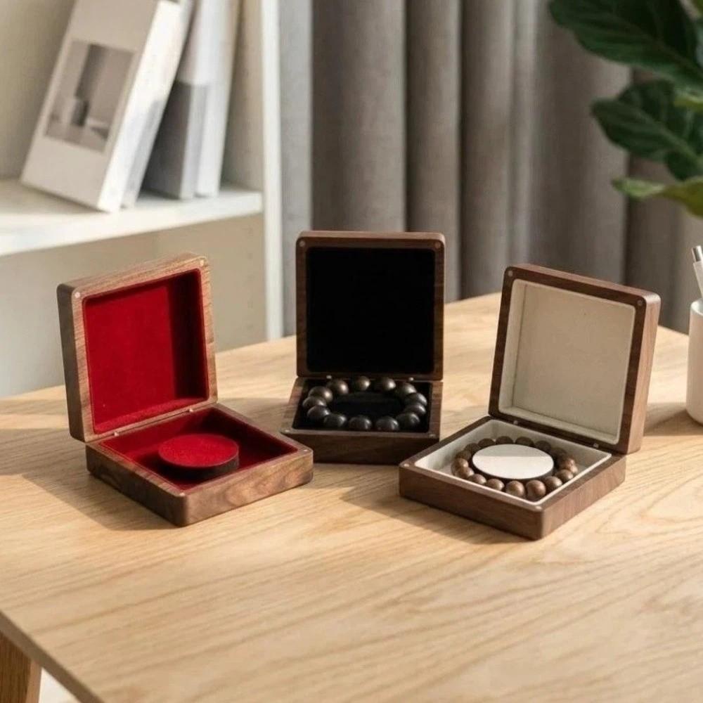Square Walnut Wooden Bracelet Holder Luxury Jewelry Storage Case Hand Chain Box Gifts