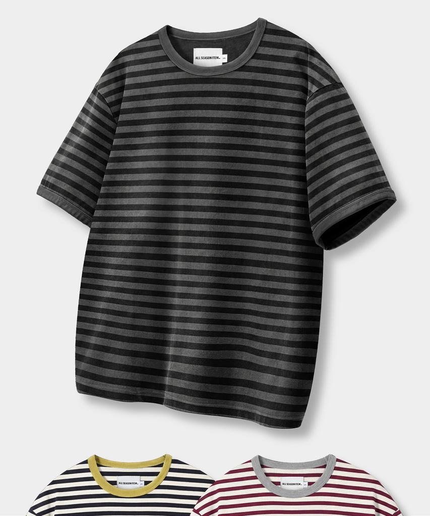 Dimiteulibeullaeg Border Stripe Ringer T-Shirt_3 Color