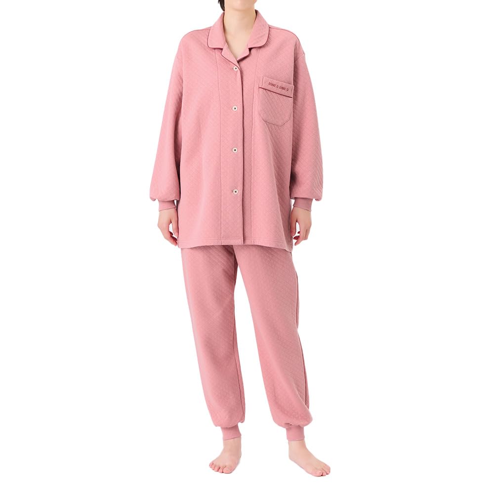 

Женская пижама Gunze Komsi Komsa с длинным рукавом и хлопковым передом и ромбовидной стежкой MD6115, брюки, 100% спина, стеганая, розовая,