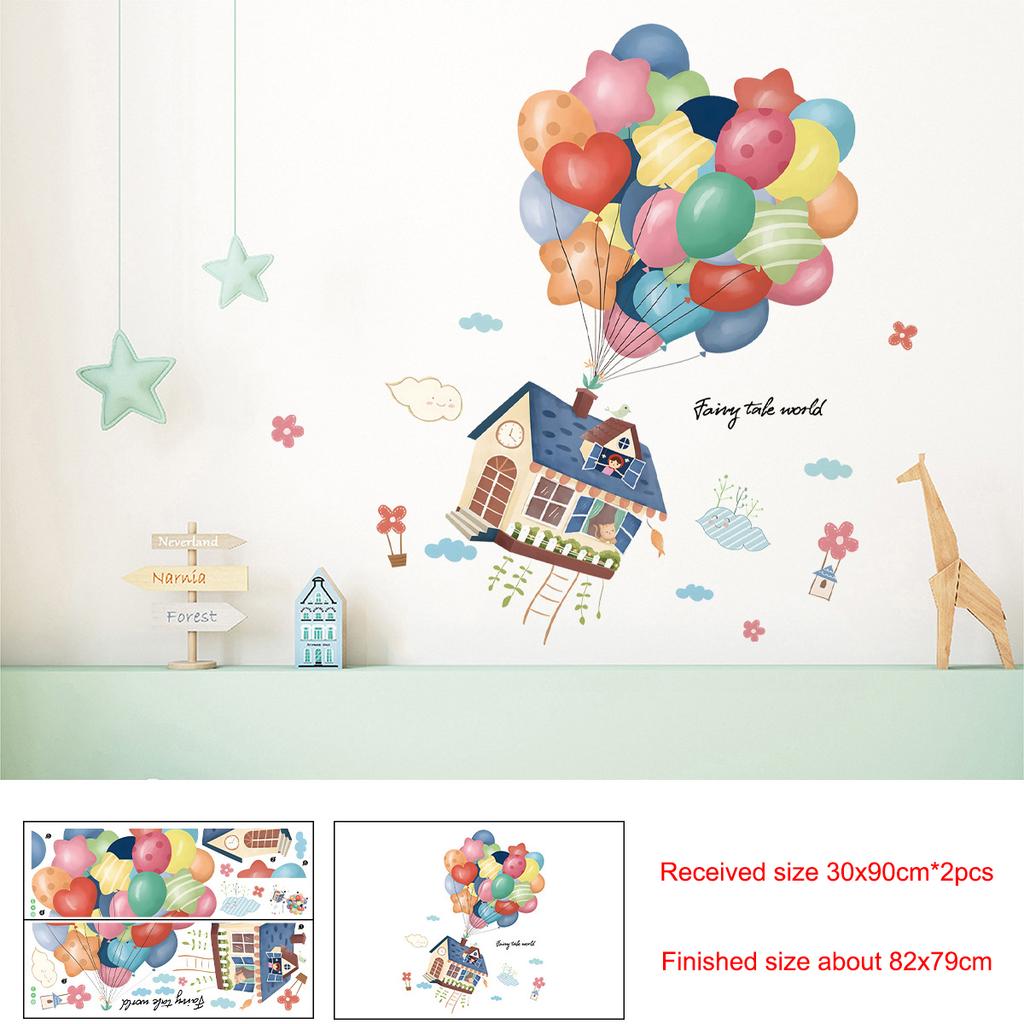 Cartoon Animal Wall Sticker Music Party Plane Balloon Decor Kids Room Nursery Vinyl Removable Decals