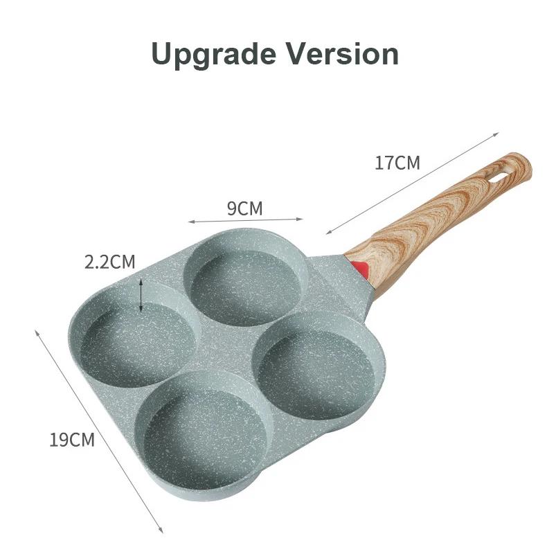 4 Holes Thermochromic Frying Pot Omelet Pan Nonstick Egg Pancake Steak Cooking Pans Hamburg Breakfast Maker Induction Cookware