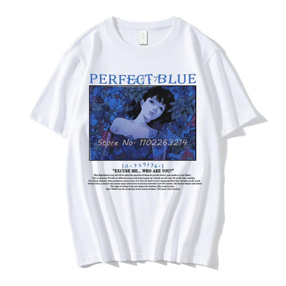 Perfect Blue Graphic Japanese Anime Girl T-Shirt Black Men's T-shirt Short Sleeve T-shirts Cotton Gothic Clothes Tees Unisex