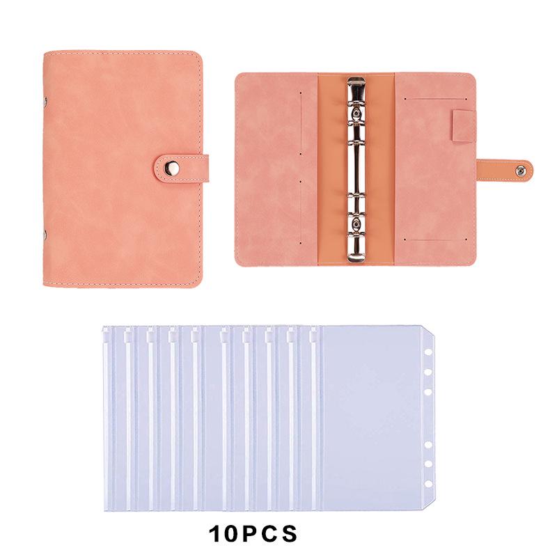 A6 PU Leather 6-Hole Planner with Cash Envelope and Notebook Inserts