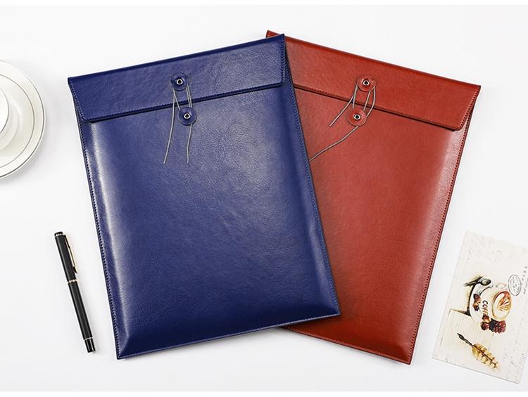 Large Capacity A4 File Storage Bag with Custom Logo Waterproof PU Leather Bidding Book Thickener Customized for Document Usage