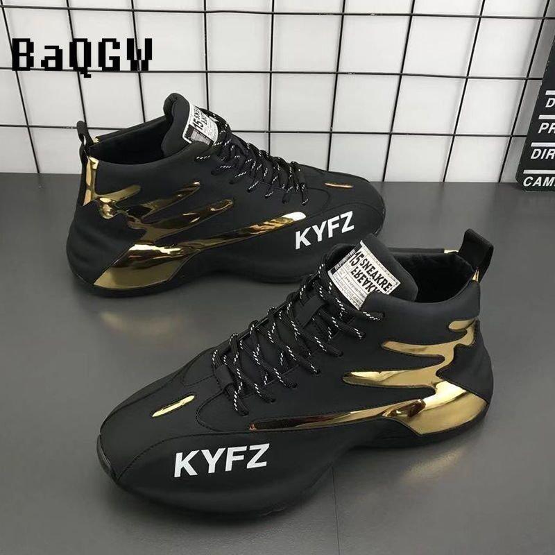 Mode Outdoor-Mode Herrenschuhe Sport Farb-Patchwork Laufschuhe Klobige Freizeitsneaker Leder Wasserdicht Erhöhte Plateau-Sneaker