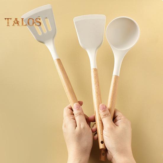 Kochspatel, Lebensmittelqualität, Kochutensilien, unverformt, praktischer Holzgriff, Bratspatel, Suppenkelle, Restaurant-Werkzeug