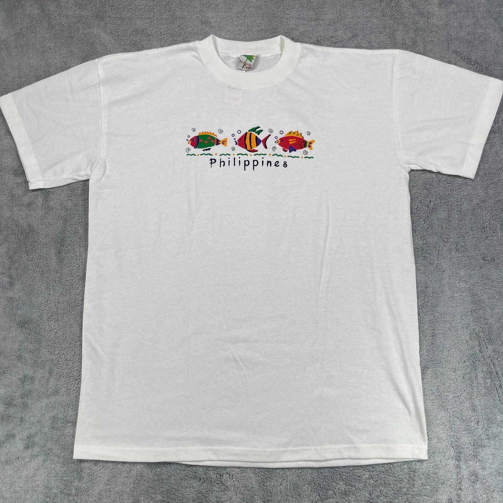 

Philippines Tourist T-Shirt Mens Small White Graphic Print Fish XL