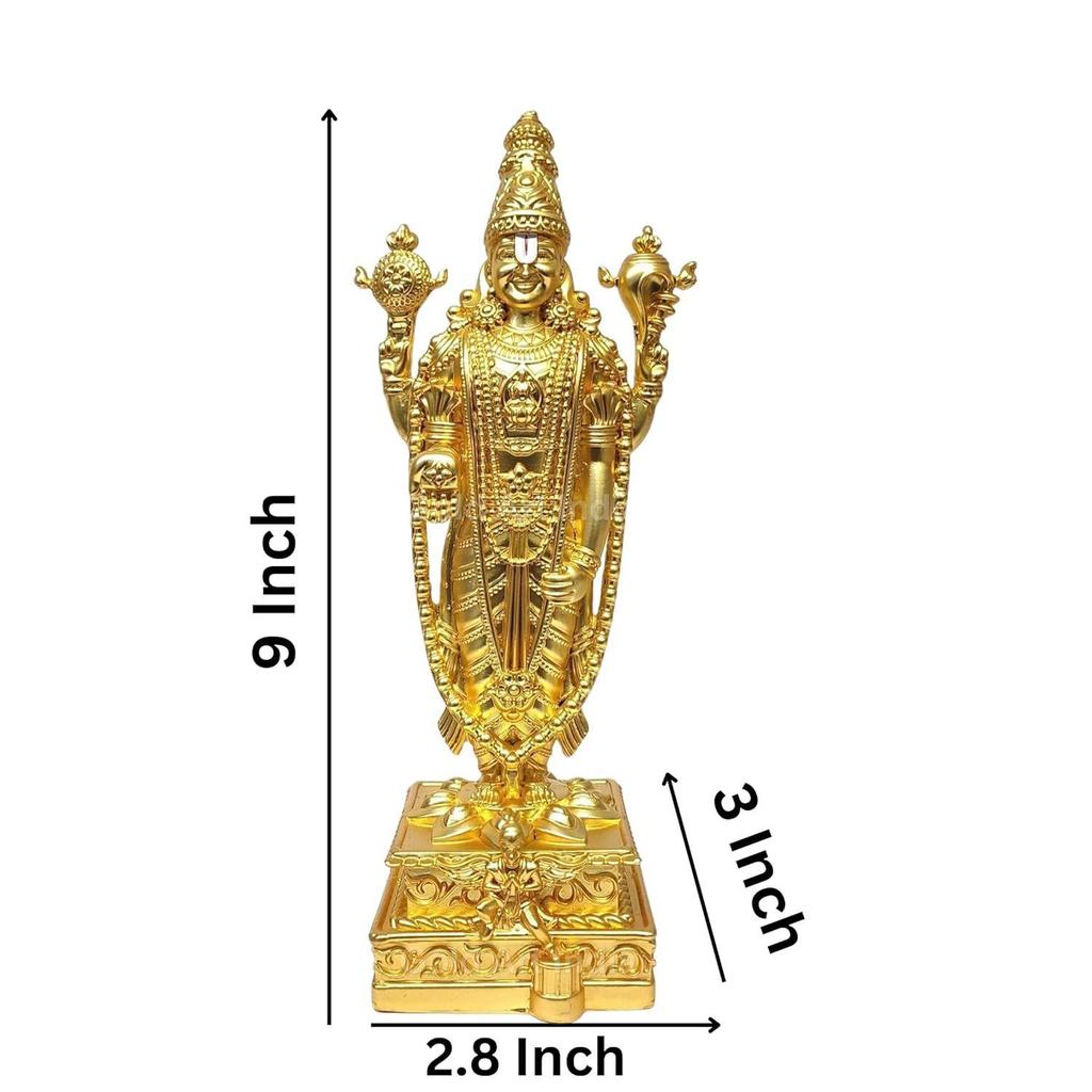 Lord Tirupati Balaji-statyett med Garuda-statyett för Mandir-bönerum Lord Vishnu Shree Venkateswara Swamy-staty Gud Balaji Heminredning Prydnadssak