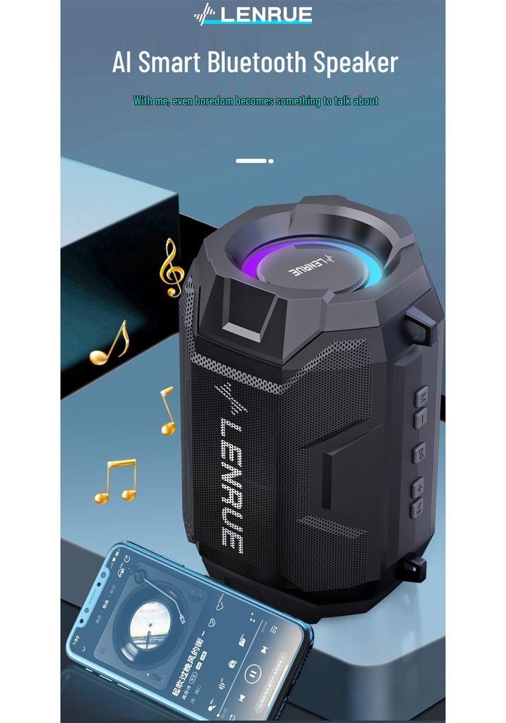 Smart Mini Bluetooth Speaker with AI, Heavy Bass, Card/U Disk Support, and Long Battery Life