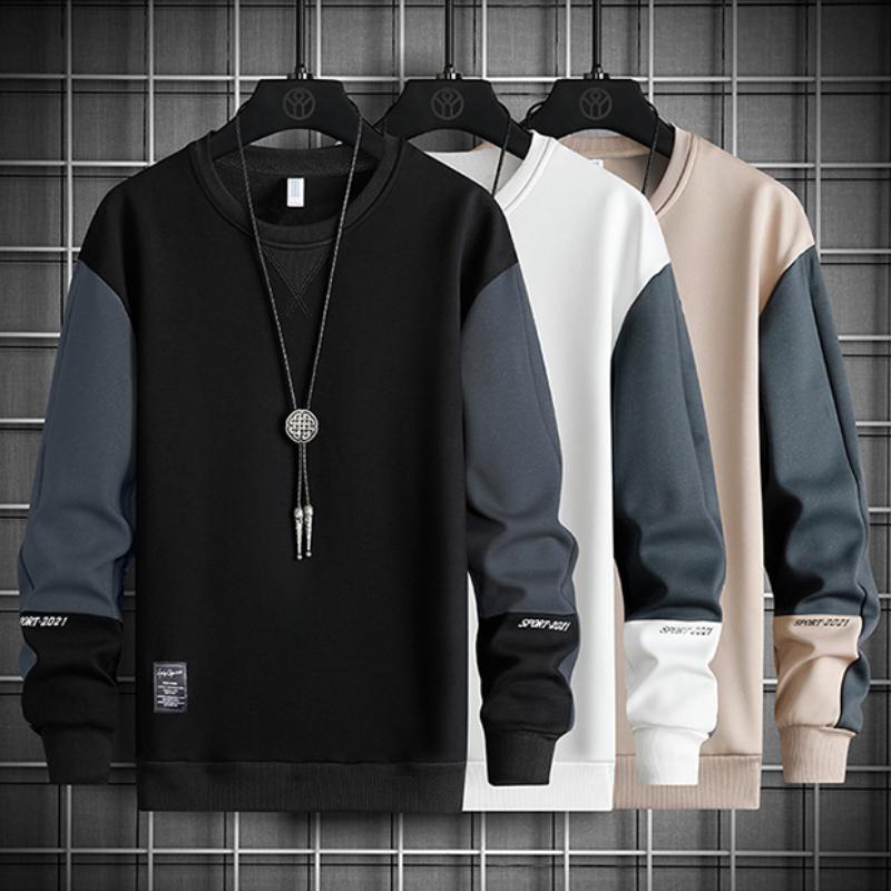 Long Sleeve T-Shirt Sweater Men's Autumn and Winter Trendy Brand Loose Casual Interior Autumn Crew Neck Top Bottom Shirt