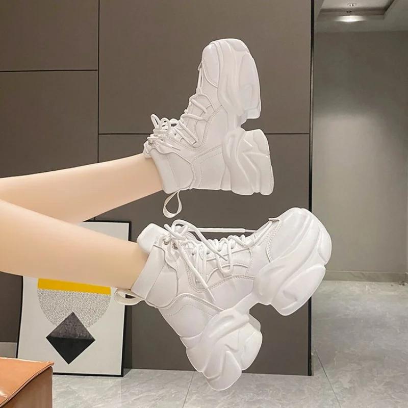 Fashion Platform Sneakers Women 2025 Breathable Mesh Shoes Women Wedges Heels Casual Shoes Thick Sole Autumn Winter Sports Sneakers