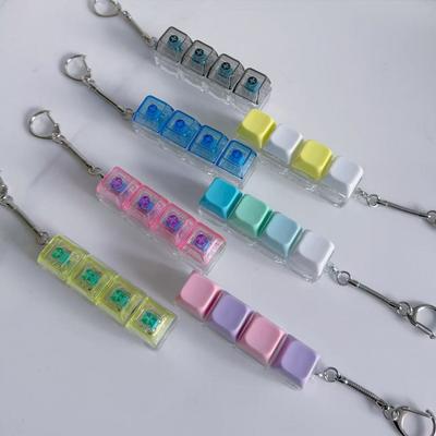 Kreative Dekompressions-Tastatur, Schlüsselanhänger, Transparenter mechanischer Knopf mit Licht, Macaron-Farbe, Anhänger, Explosion
