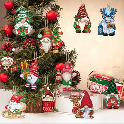 Noel Cüce Ahşap Tabela Noel Ağacı Yüzsüz Cüce Asılı Süsler Sevimli Karikatür Ahşap Kolye