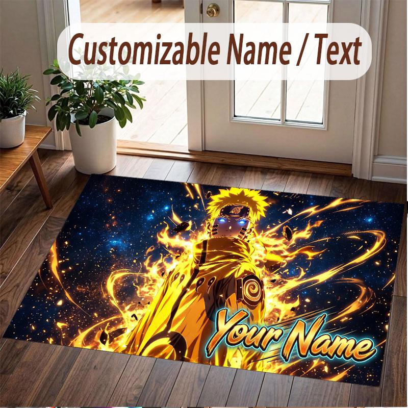 Custom Name Crystal Velvet Rug,Naruto Comfortable Anti Slip Floor Mat For Room Decoration