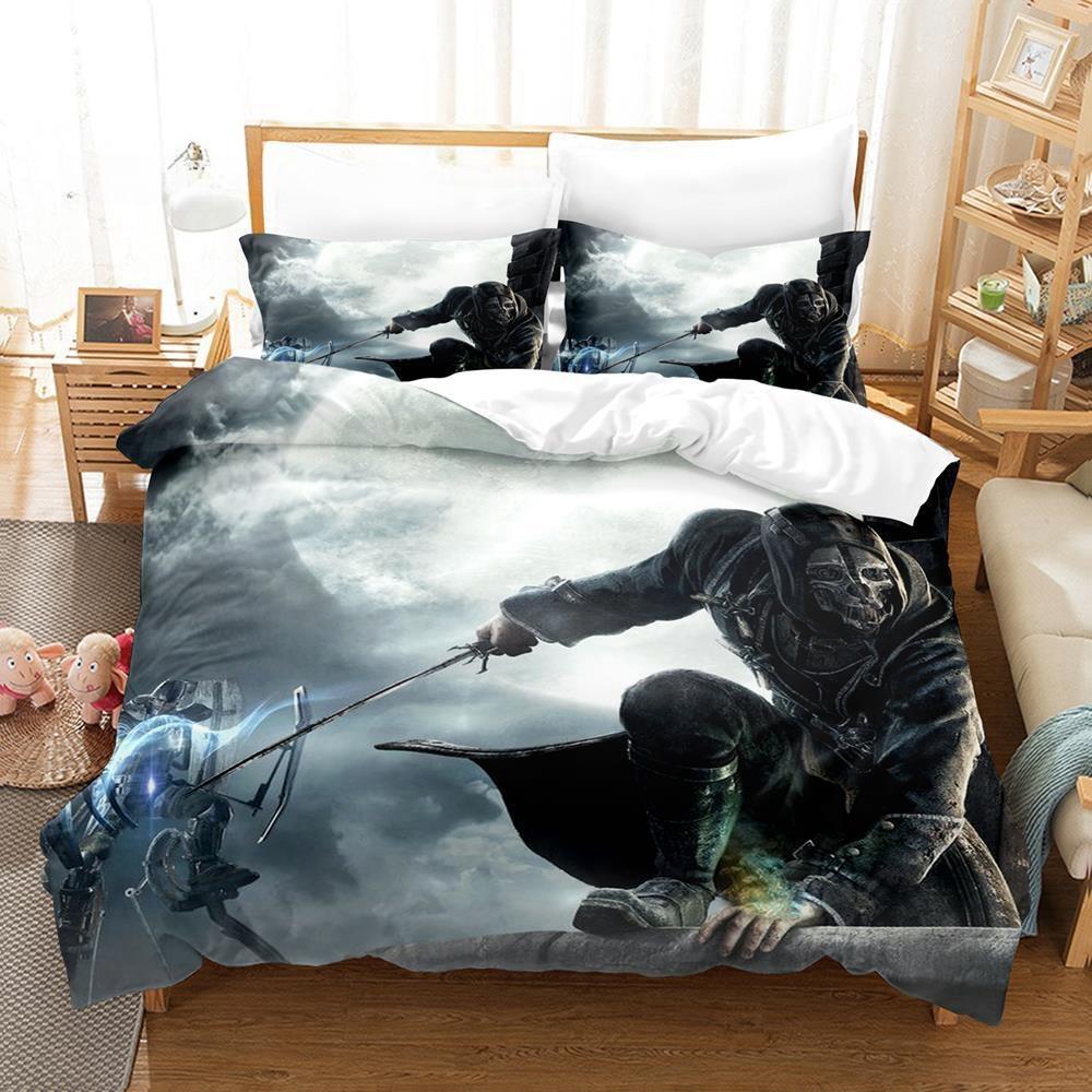 

3D Print Dishonored Game Bedding Set Duvet Cover Comforter Quilt Pillowcase King Queen Twin Size for Boys Girls Adult EU Twin 135x200cm