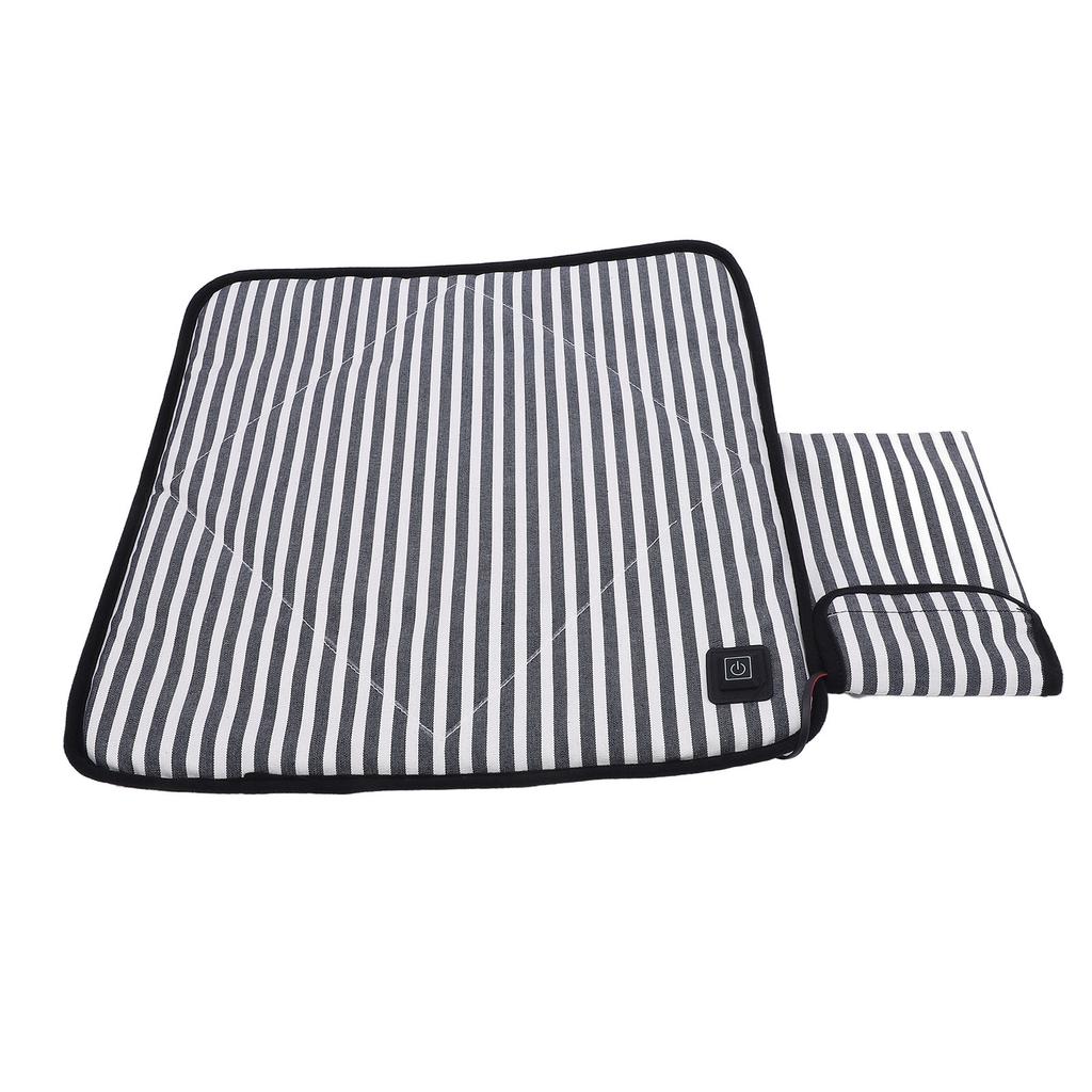 Portable Heated Seat Cushion Canvas USB Adjustable Heating Stadium Seat Pad for Outdoor Camping