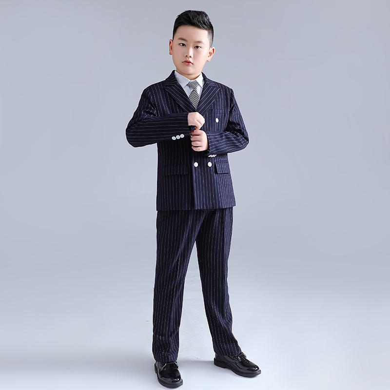 Dziecięcy Zestaw Pasiasty Garnitur Koreański Plus Size dla Chłopców - Strój Ślubny i Występny Flower Boy