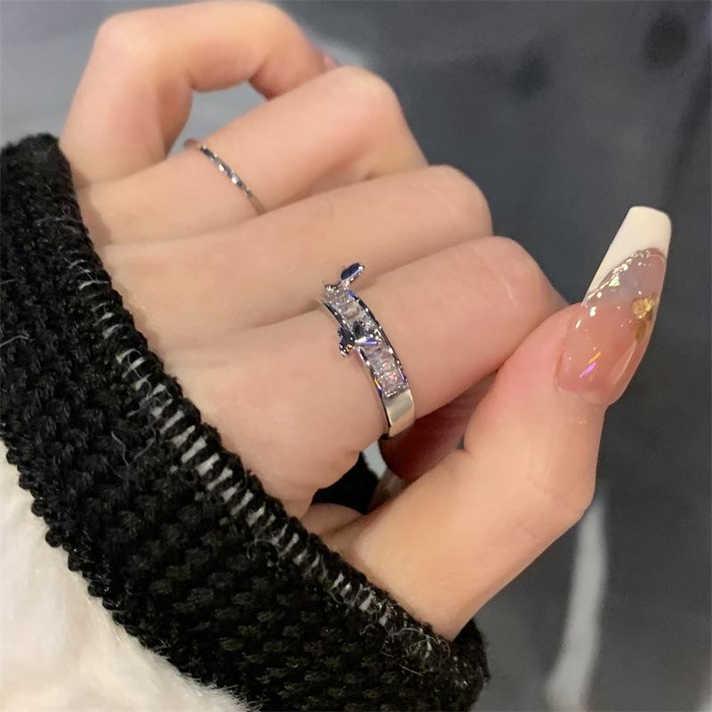 Super Fairy Exquisite Three-Dimensional Butterfly Ring Female Zircon Cold Wind Niche Design Sense Advanced Sense Open Ring