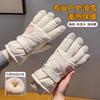 Cycling Gloves Winter Women's Warm Thickened Velvet Anti-splashing Water Electric Vehicle Cold-proof Ski Gloves Women