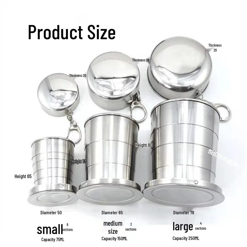 OEING Portable Collapsible 201 Stainless Steel Cup