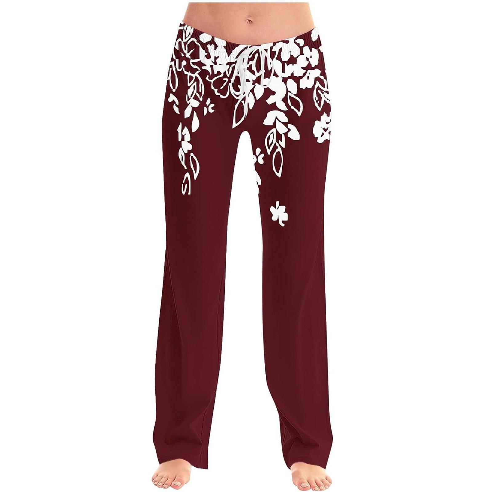 

Женские модные свободные повседневные брюки с цветочным принтом XL красный