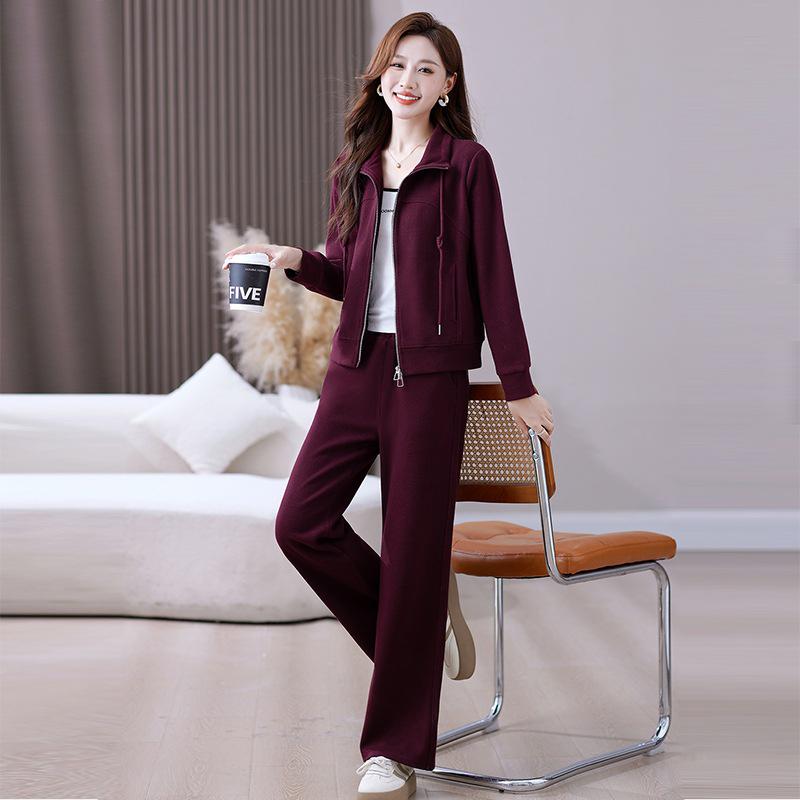 Women's 2026 Spring/Autumn Casual Cardigan & Hoodie Two-Piece Sportswear Set