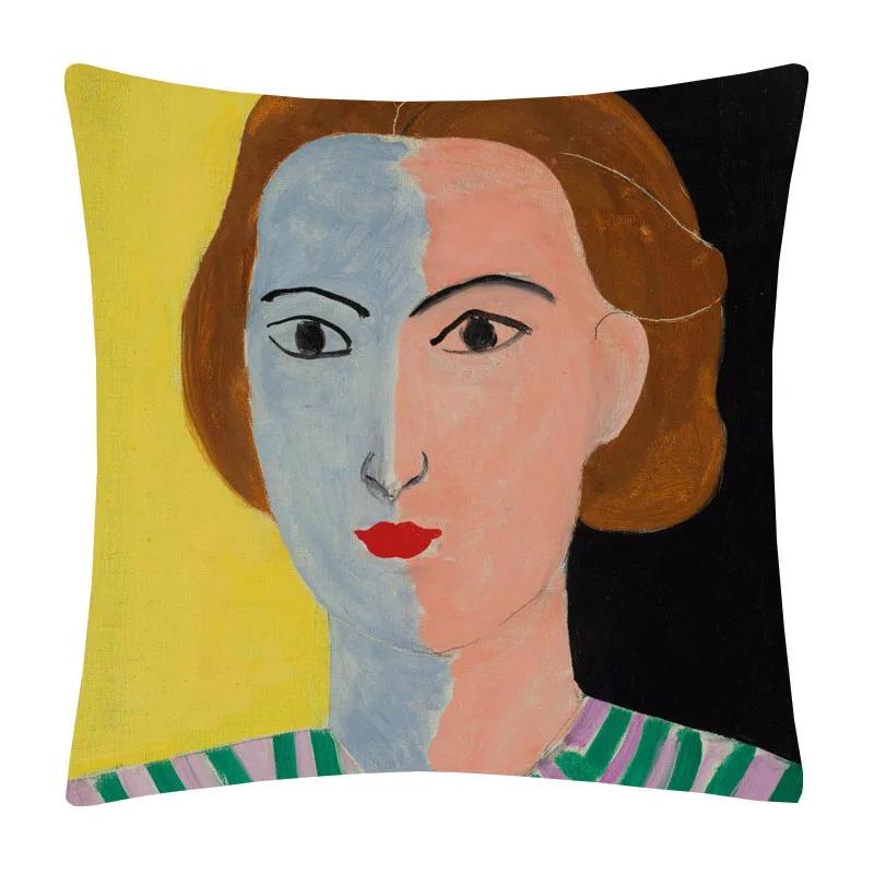 Henri Matisse Printed Cushion Cover Portrait Oil Art Painting Decorative Pillowcase Home Decor Polyester Cotton Linen 45X45cm