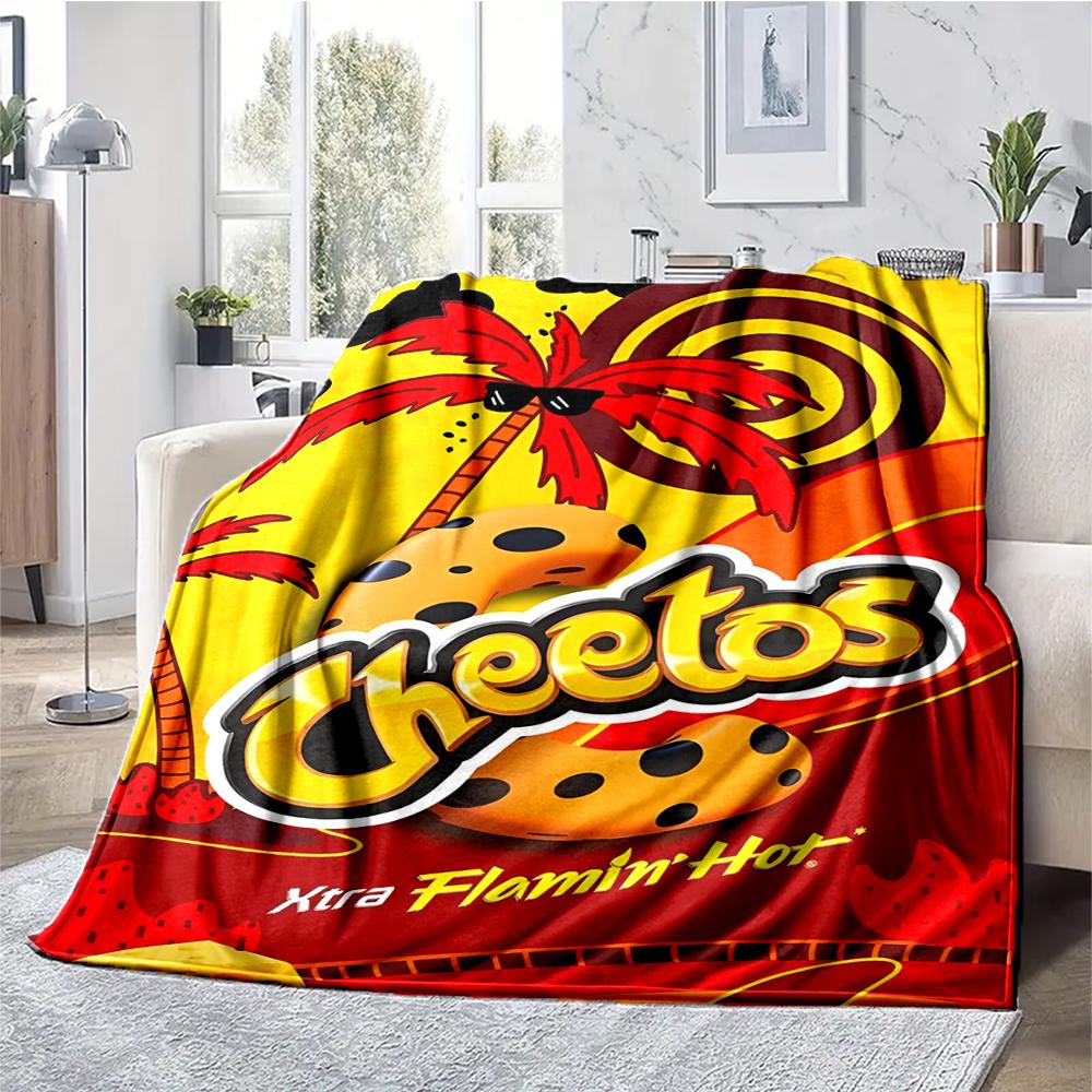 Cheetos Theme Printed Blanket - Perfect for Couch, Bed, Travel & Outdoor Use | Machine Washable, Cozy & Durable.