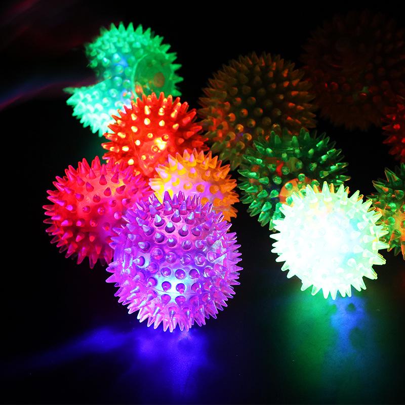 Luminous Flashing Elastic Massage Ball with Thorns - Pet Toy and Night Time Fun