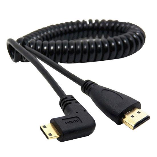 Mini HDMI-compatible To 90 Degree Right HDMI-compatible Male Angled Adapter Spring Cable
